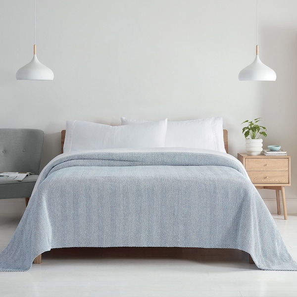 Monarch Brands Aston & Arden Waffle Blanket - Twin, Blue P-BLT-WFL-TW-BL - main